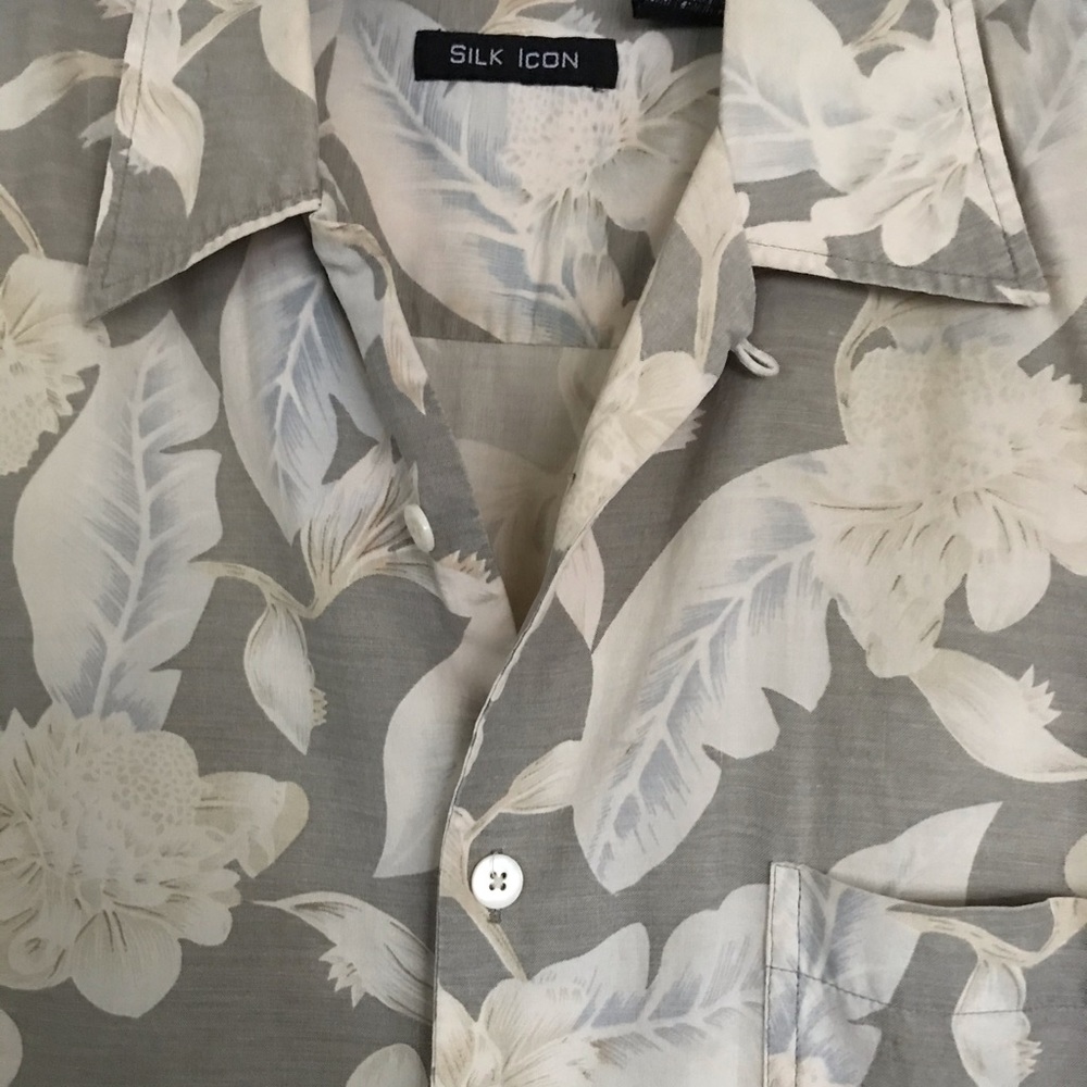 SILK ICON ,100%silk ,XL ,men’s shirt short sleeves